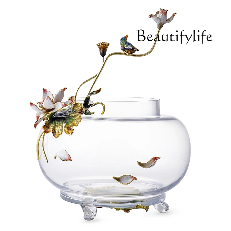 

European open glass fish tank small aquarium goldfish tank landscaping office creative decoration