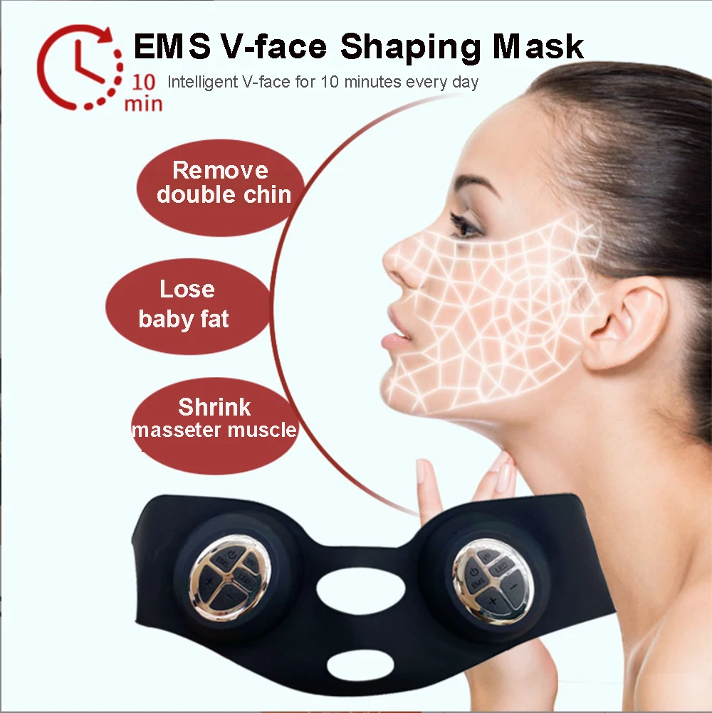 NUOVO Mento a forma di V Lifting Stringere Maschera facciale elettrica EMS Microcorrente Vibrazione Antirughe Cura della pelle Strumento di massaggio del viso