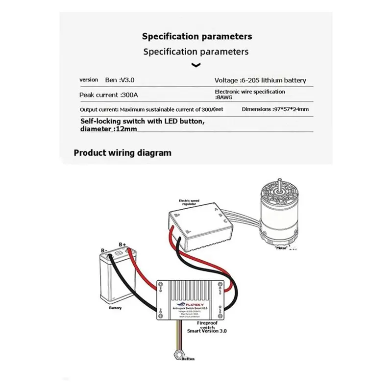 BEDW-Flipsky Anti-Spark Switch V3.0 300A For Electric Skateboard