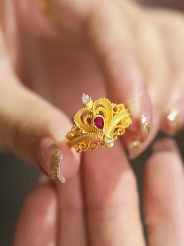 

Винтажное кольцо с вырезанным сердечком и короной для женщин, инкрустированное цирконием, роскошное, в ретро-стиле, модные ювелирные украшения и аксессуары
