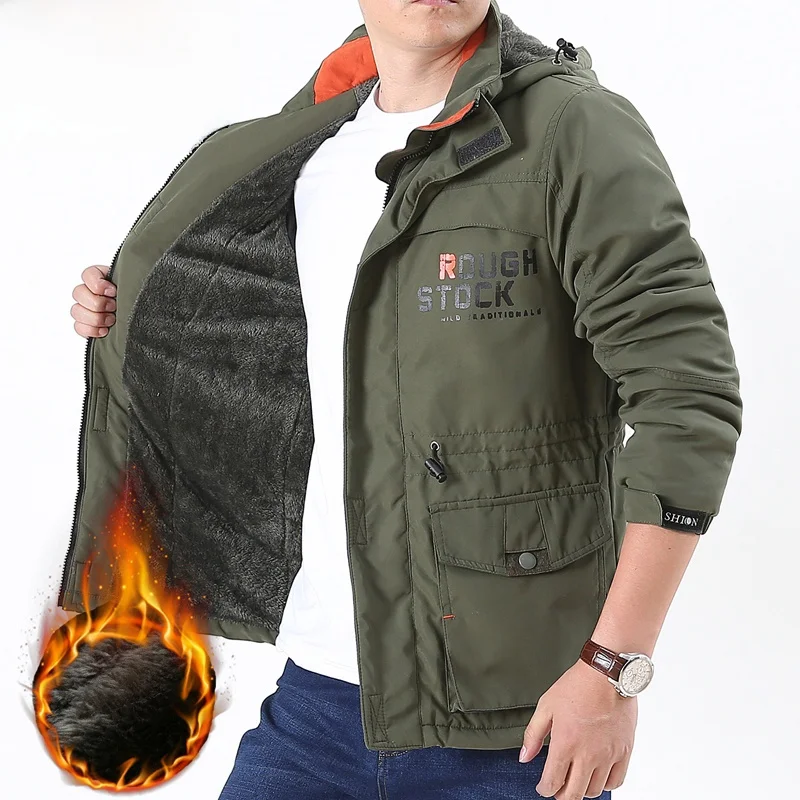 

Мужская ветрозащитная куртка BONCHASE с флисовой подкладкой, повседневная, средней длины, хлопковая, для осени и зимы, в городском стиле