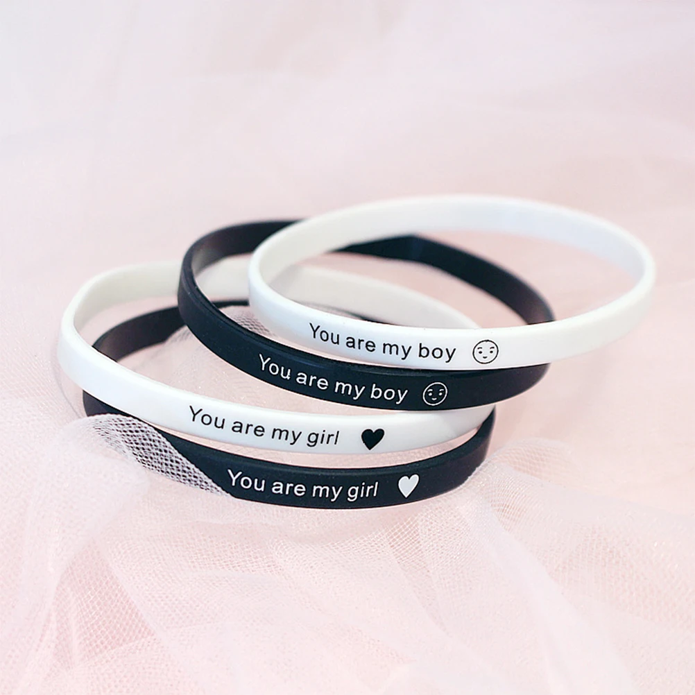 

Silicone Bracelet Wrist Bands Lightweight Durable Letter Chain Black Students Couple Wristbands Simple Fitness Shaping
