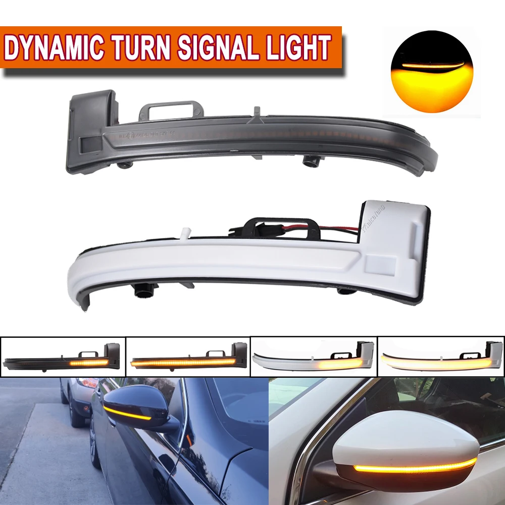 2X Smoke LED Dynamic Mirror Blinker Light Turn Signal Lamp Amber light For Peugeot 308 2013-2019