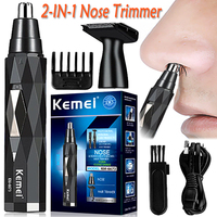 Kemei 2in1 rechargeable nose hair trimmer beard trimer mens eyebrow nose trimmer for nose and ear cleaner hair removal machine