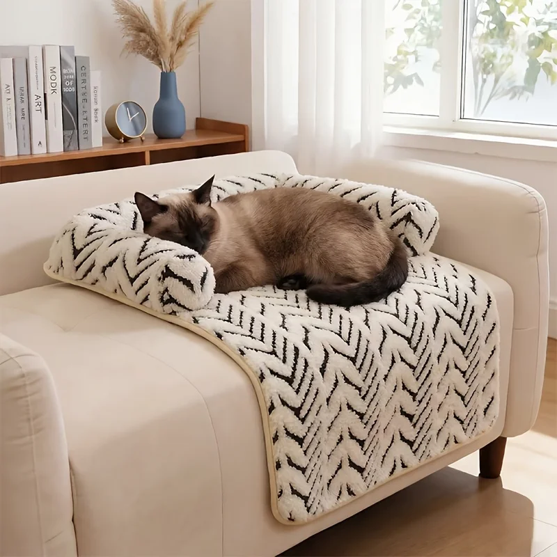 Cat and Dog Sofa Bed, Plush Pet Sofa Bed with Cushions, Non-Slip Furniture Protector for Indoor Cats and Dogs
