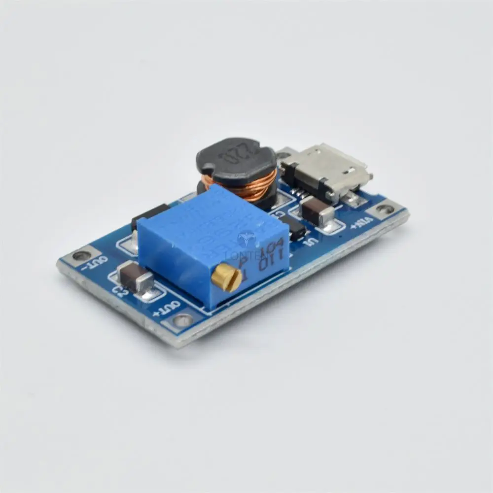 Módulo de Boost Ajustável com Micro USB, Placa Step-Up, DC-DC, 2A, 2V-24V a 5V, 9V, 12V, 28V, LT00159, MT3608