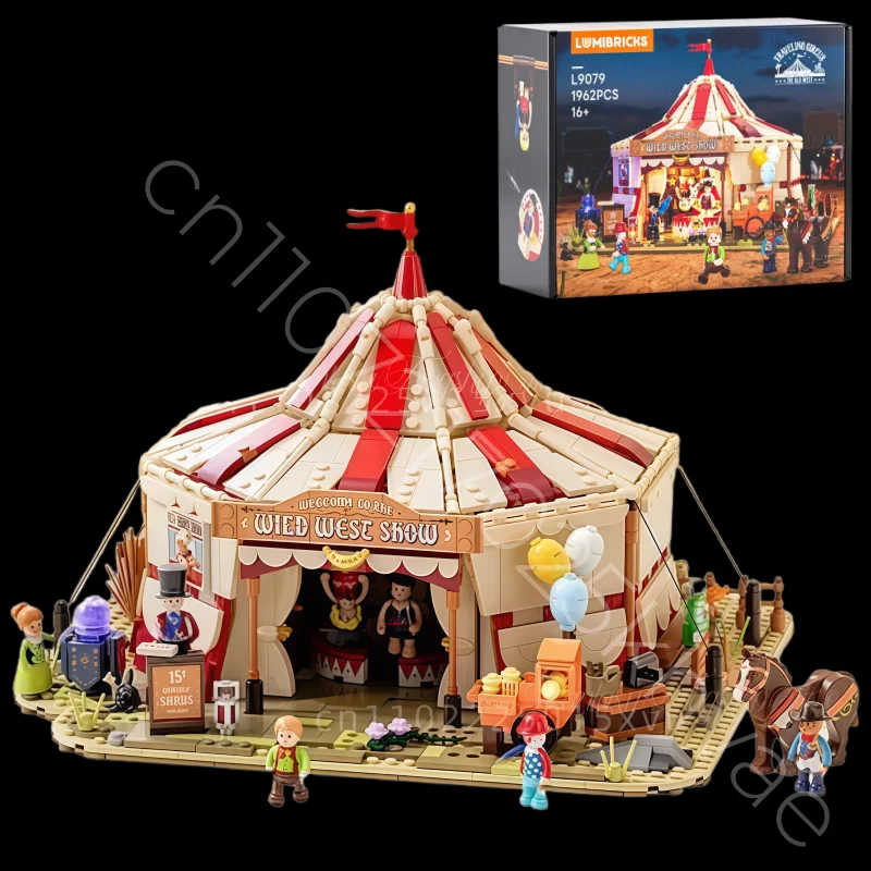 Новые дорожные цирковые строительные блоки, большая уличная сцена, сборка освещения, кирпичи, коллекция украшений для рабочего стола, Рождественский подарок - Blocks on AliExpress