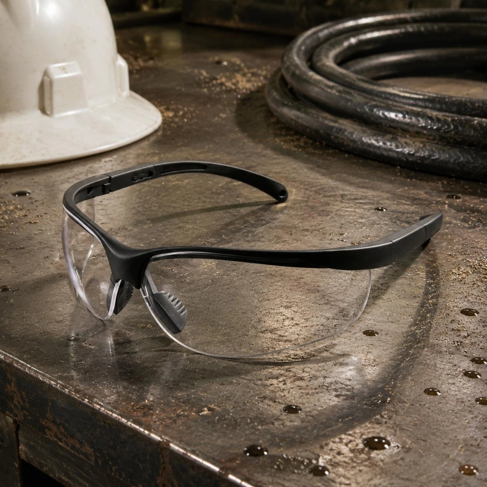 Wraparound Safety Glasses Straight Temples Clear Lens Safety Glasses Eye Protection Black Frame Full Coverage