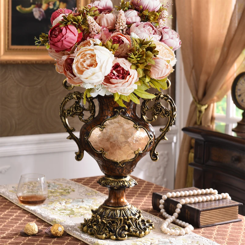 

Luxury imitation vase ornament, living room TV cabinet, dining table, dried flower arrangement, American Chinese retro decoratio