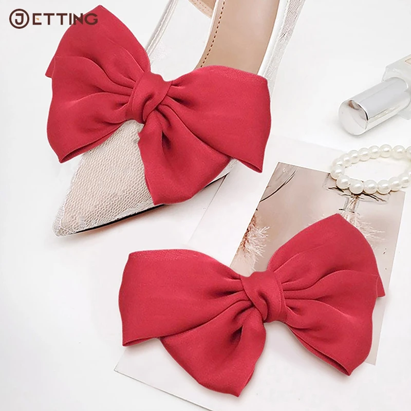 1 Paar elegante Bowknot Schuhe Schnalle für Frauen einfarbige Punkte Schuh clips Hochzeits feier Schuhe Dekoration Schuh zubehör