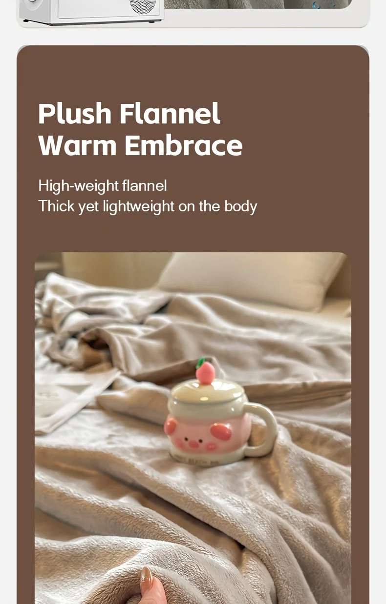 Solid Color Soft Flannel Sofa Throw Blanket Cozy Multi-Purpose Plush Blankets for Bed Travel Office Nap Single Double Bed Sheet