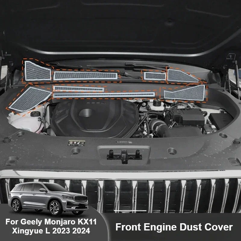 For Geely Monjaro Xingyue L 2021 2022 2023 2024 2025 Front Engine Dust Cover Stainless Steel Hood Air Outlet Protective Cover