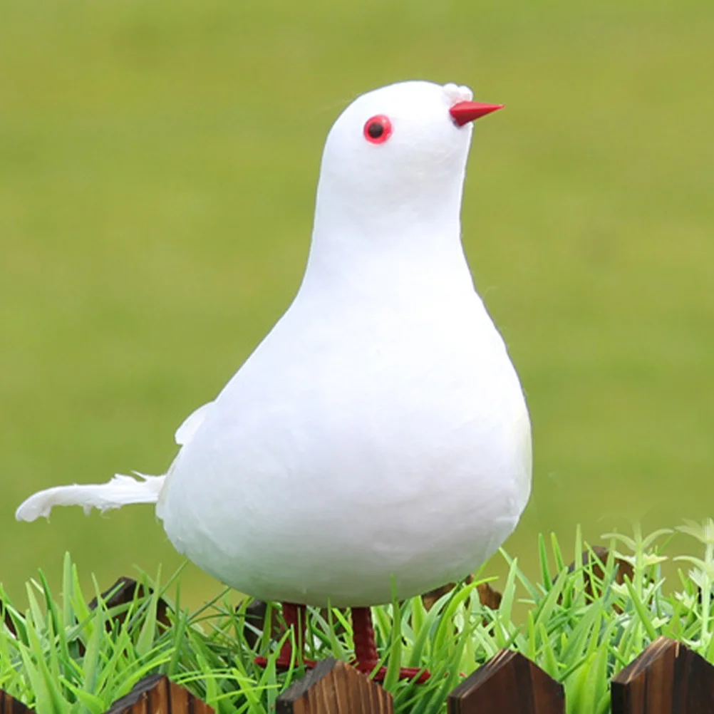 

2Pcs Artificial Feathered Pigeon Birds Foam Craft Decoration for Wedding Garden Home Decor Kitchen