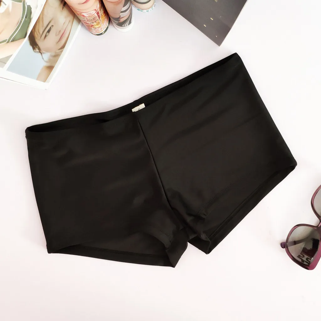 Women Swimsuit Shorts Solid Black Blue Fashion Swim Bikini Bottom High Waist Tankini Bathing Shorts Beach Swimwear image 5