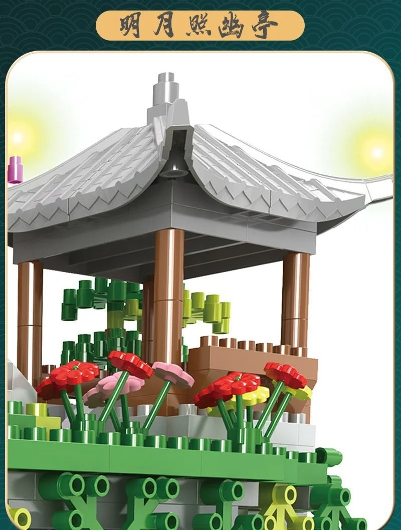 Creative Taohuatan Lake Themed Micro Brick Building Blocks Set DIY Model Building Blocks Bricks Toys For Children Adult Gift