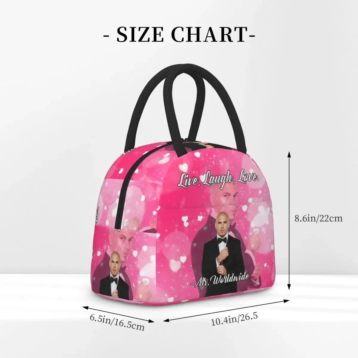 Mr. Worldwide Says To Live Laugh Love Pink Insulated Lunch Bag for Women Children Portable Food Boxes Thermal Lunch Box Tote