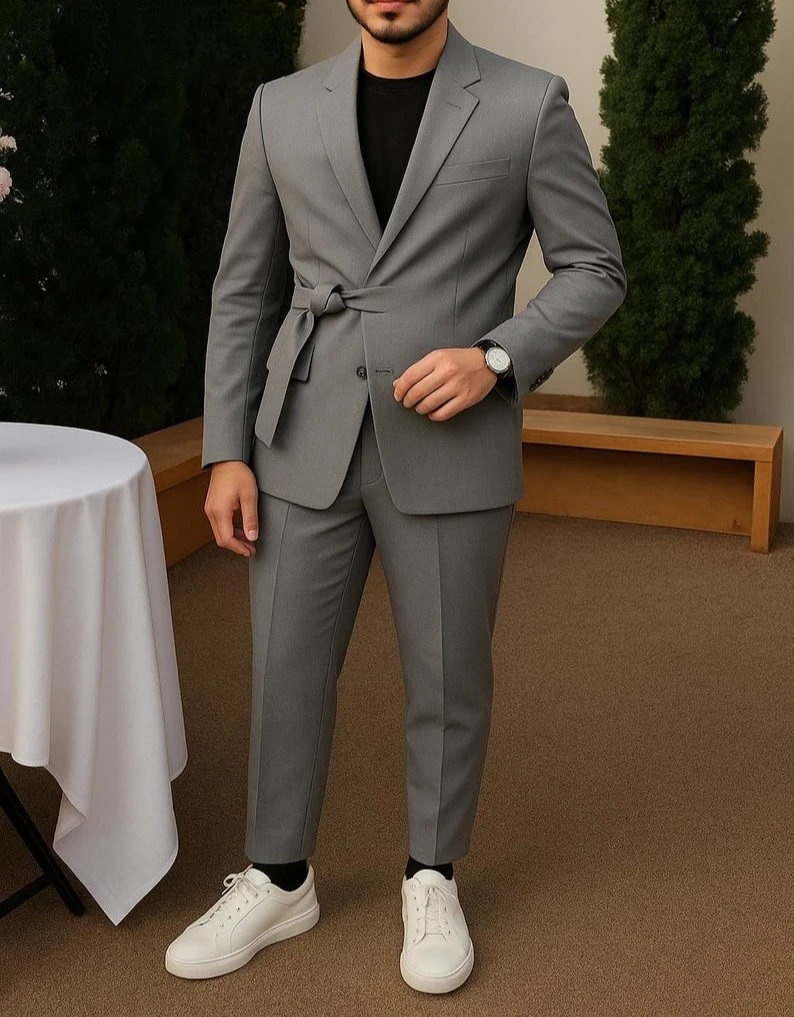 

Modern Grey Suit for Men Slim Fit Two-Piece Formal Wear
