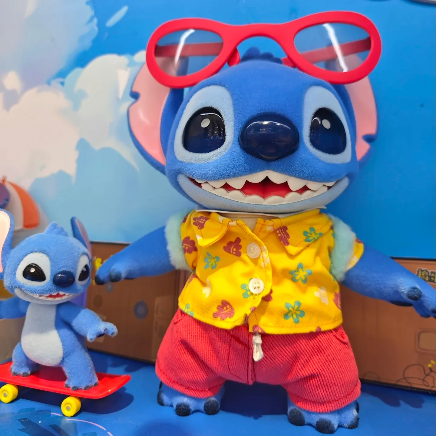 

New Genuine Disney Hello Stitch Summer Series Figurines Trendy Kawaii Stitch Vinyl Face Plush Toys Collection Children Gfit