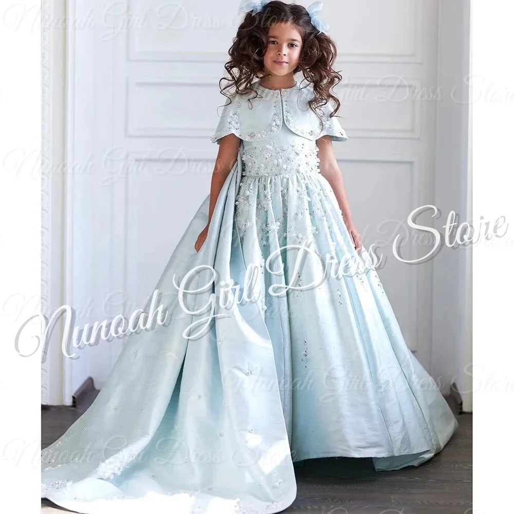 

Синие платья с цветочным узором для девочек на свадьбу с кружевными аппликациями, платья для маленьких девочек на день рождения, платья для первого причастия по индивидуальному заказу