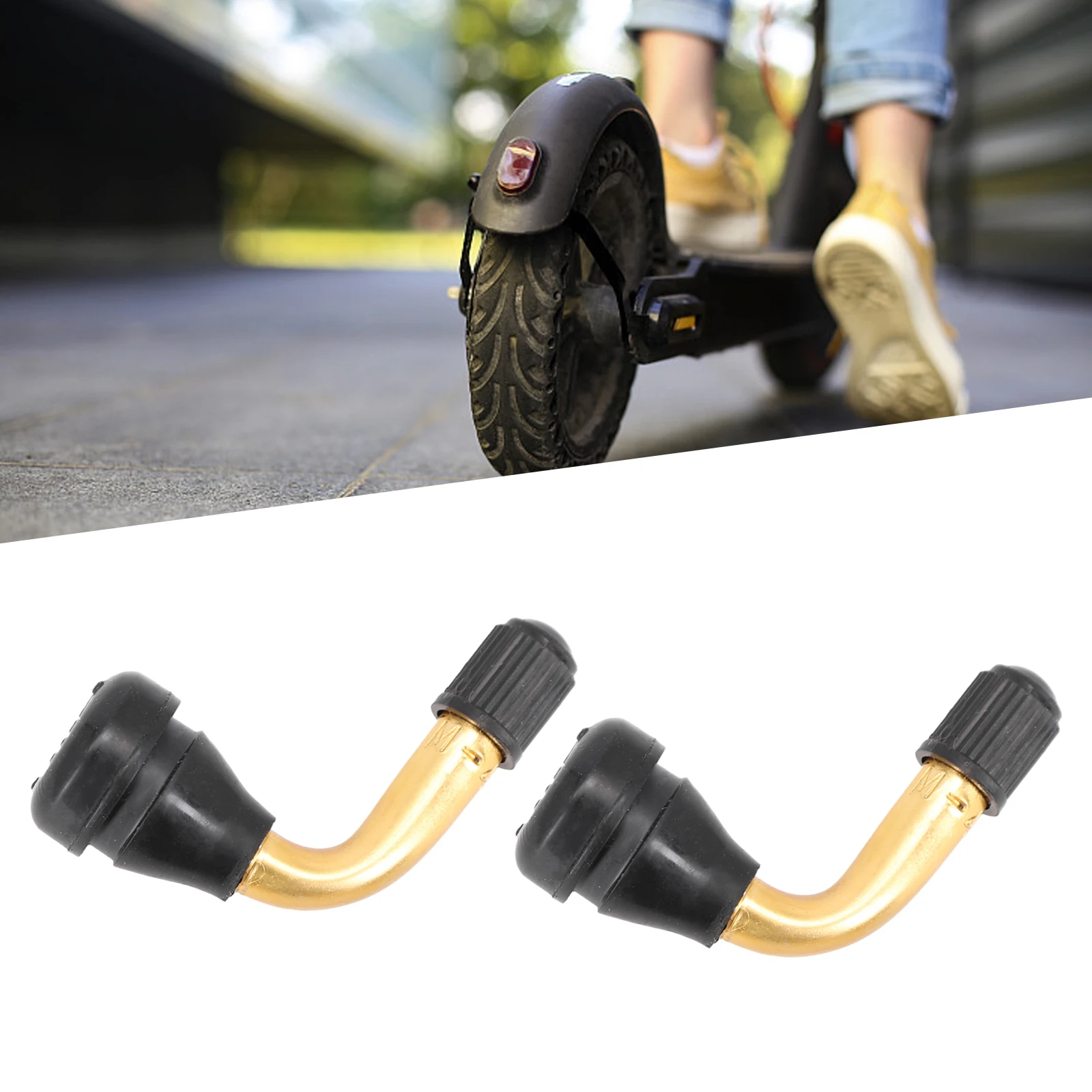 2Pcs Rubber/Brass Angled Valve Stems Tubeless Tyre For Electric Scooter Bike PVR 70/60/50/45° Tubeless Tires Nipple