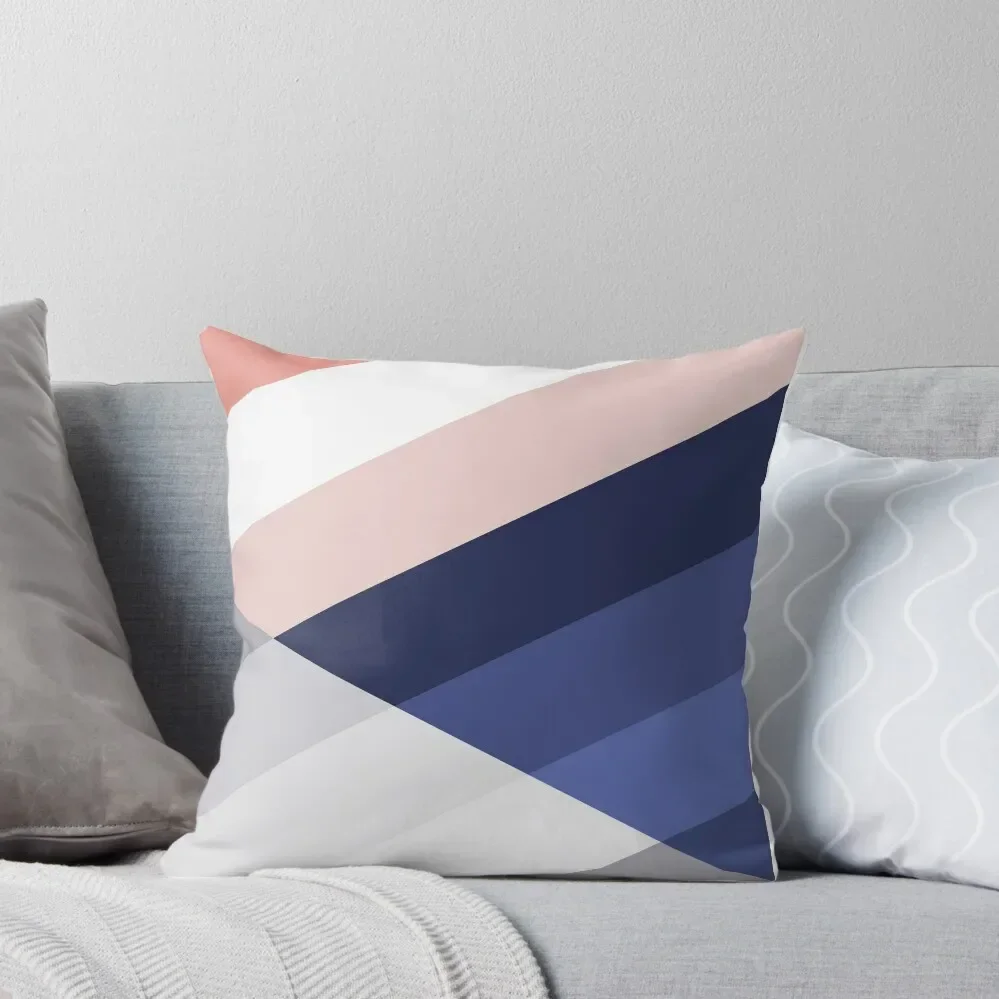 

Minimal Blush Pink, Navy, and Gray Geometric Stripe No. 16 Throw Pillow luxury covers Pillowcases Bed Cushions pillow