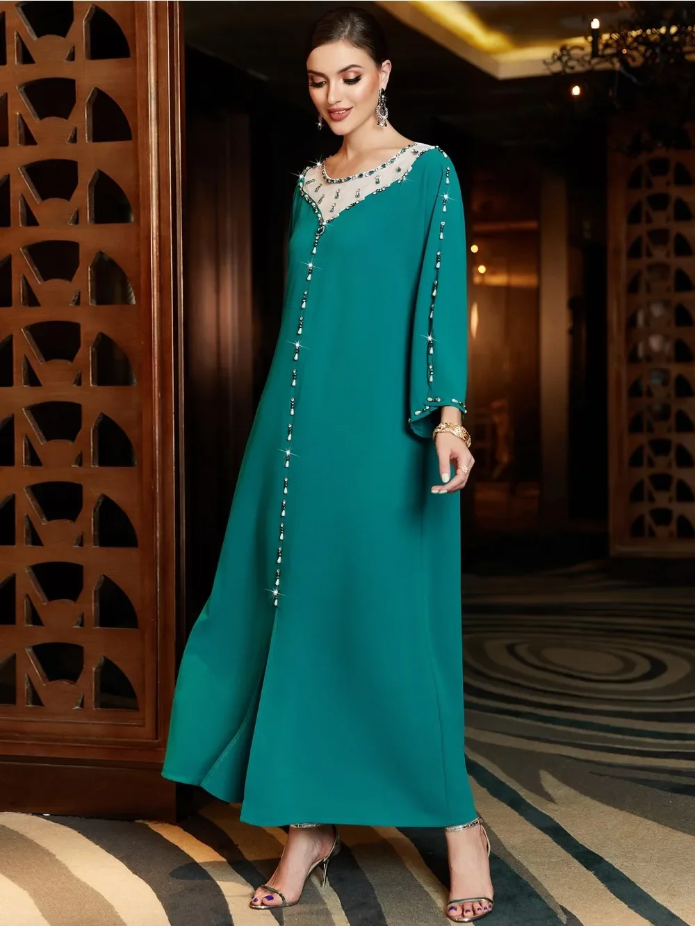 Eid Muslim Split Hem Dress for Women Abaya Diamond Jalabiya Morocco Party Dresses Dubai Abayas Kaftan Vestidos Arab Long Robe