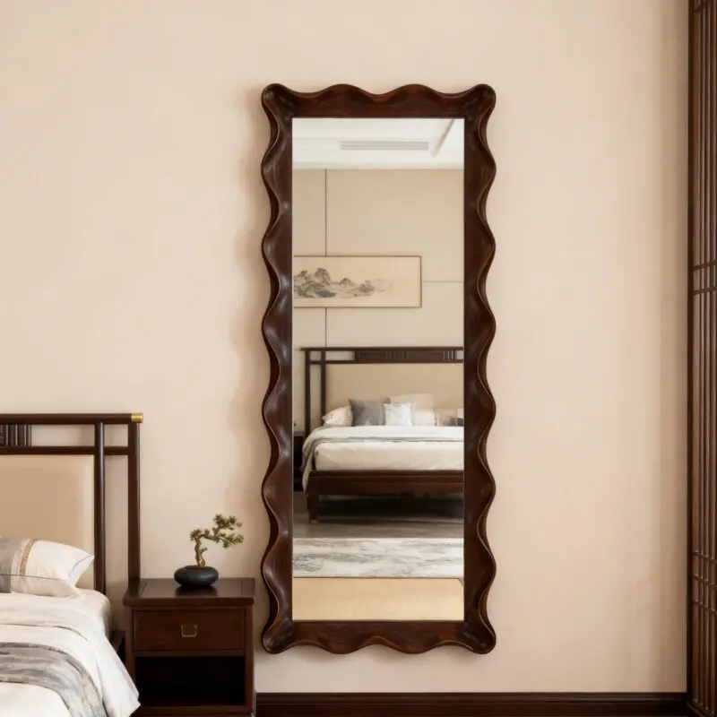 Medieval wave full-length mirror wall-mounted classical living room bedroom home fitting mirror