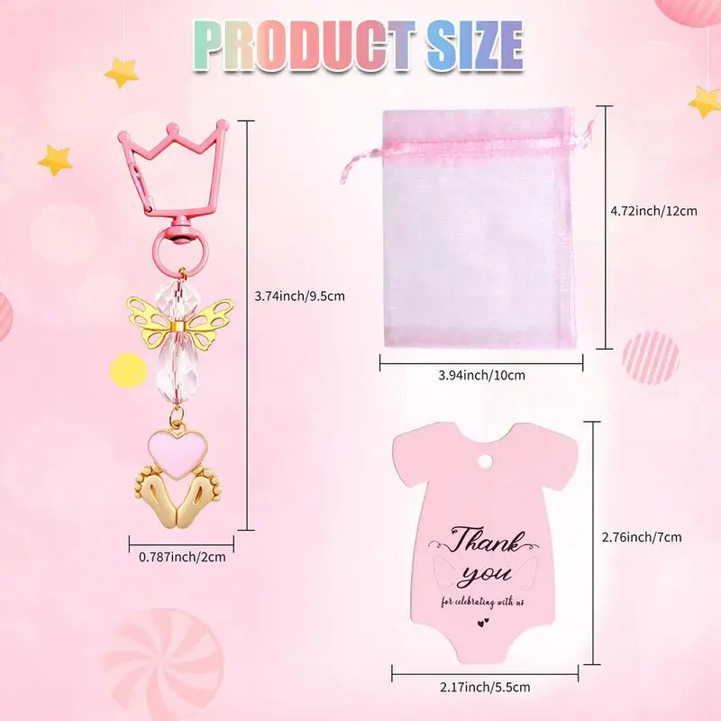 Babyparty-Geschenke, Engel-Charm, rosa Gast-Rückkehr-Geschenke, kreative rosa Baby-Taufe-Engel-Schlüsselanhänger für Kinder, Gäste, Mädchen, Kleinkinder