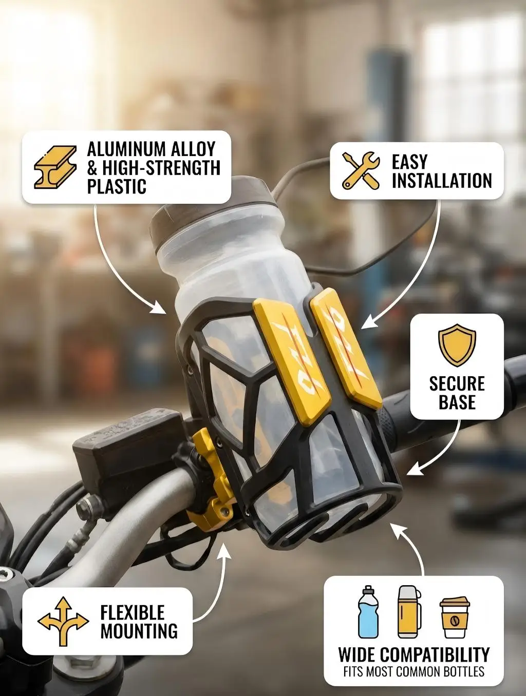 

For Yamaha FAZER600 FZ6 FZ6S FZ6N 1998 -2003 2018 2019 2020 2021 Universal High Quality Motorcycle Beverage Water Cup Holder