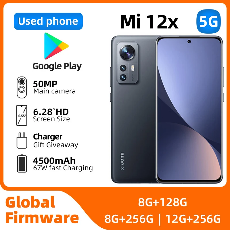 Xiaomi 12X 5G SmartPhone 6.28inch 2400x1080 120Hz refresh rate 50MP camera 4500 mah Battery used phone