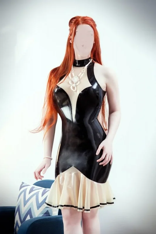 

Латексная резина Gummi Schwarz Dating Party Gore Damen Mode Kleid 0,4 мм S-XXL
