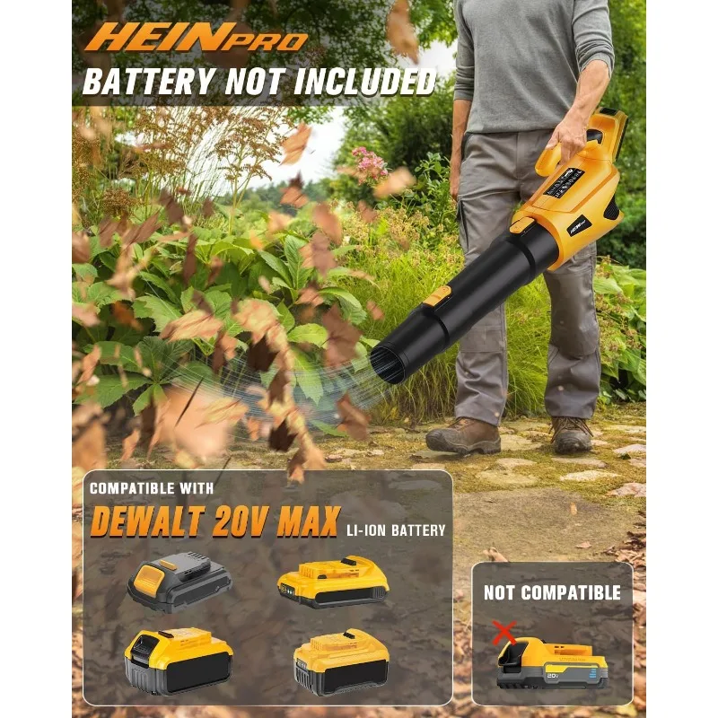 Cordless Leaf Blower Up to 500CFM Compatible with DEWALT 20V Max Battery (No Battery)