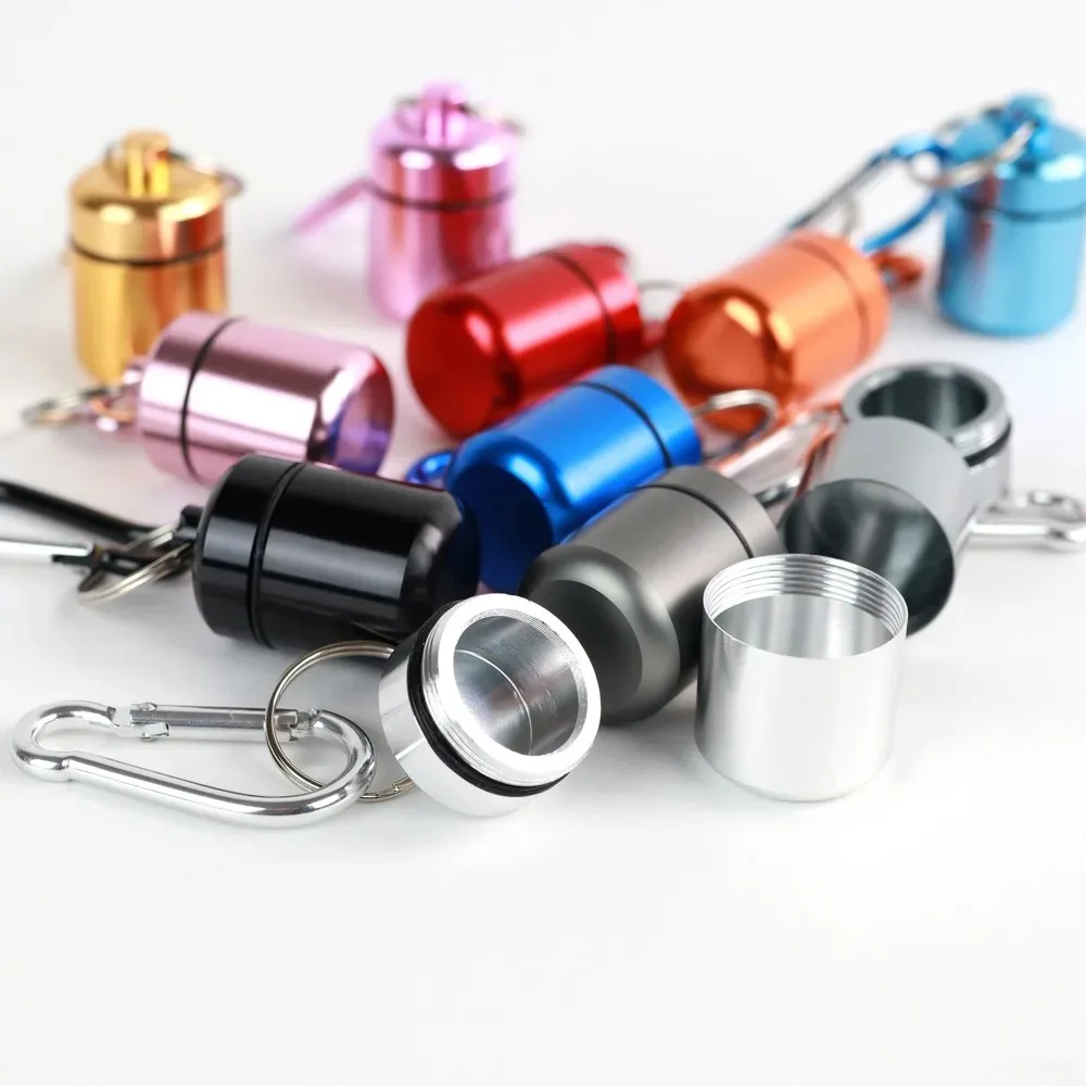 New Premium Travel Waterproof Outdoor Keychain Pill Box Earplug Case Container Bottle Storage for Medicine Vitamin Supplements