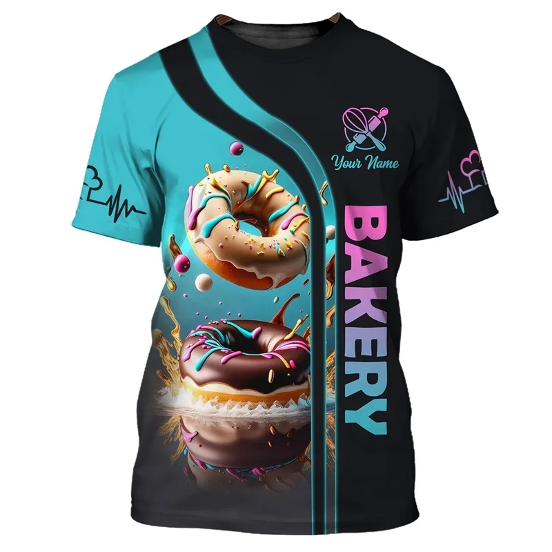 Custom Name New Baker T-shirt Men 3D Printed Bakery Baking Work Tee Shirt Plus Size Unisex Tees Tops Personality Baking Uniform