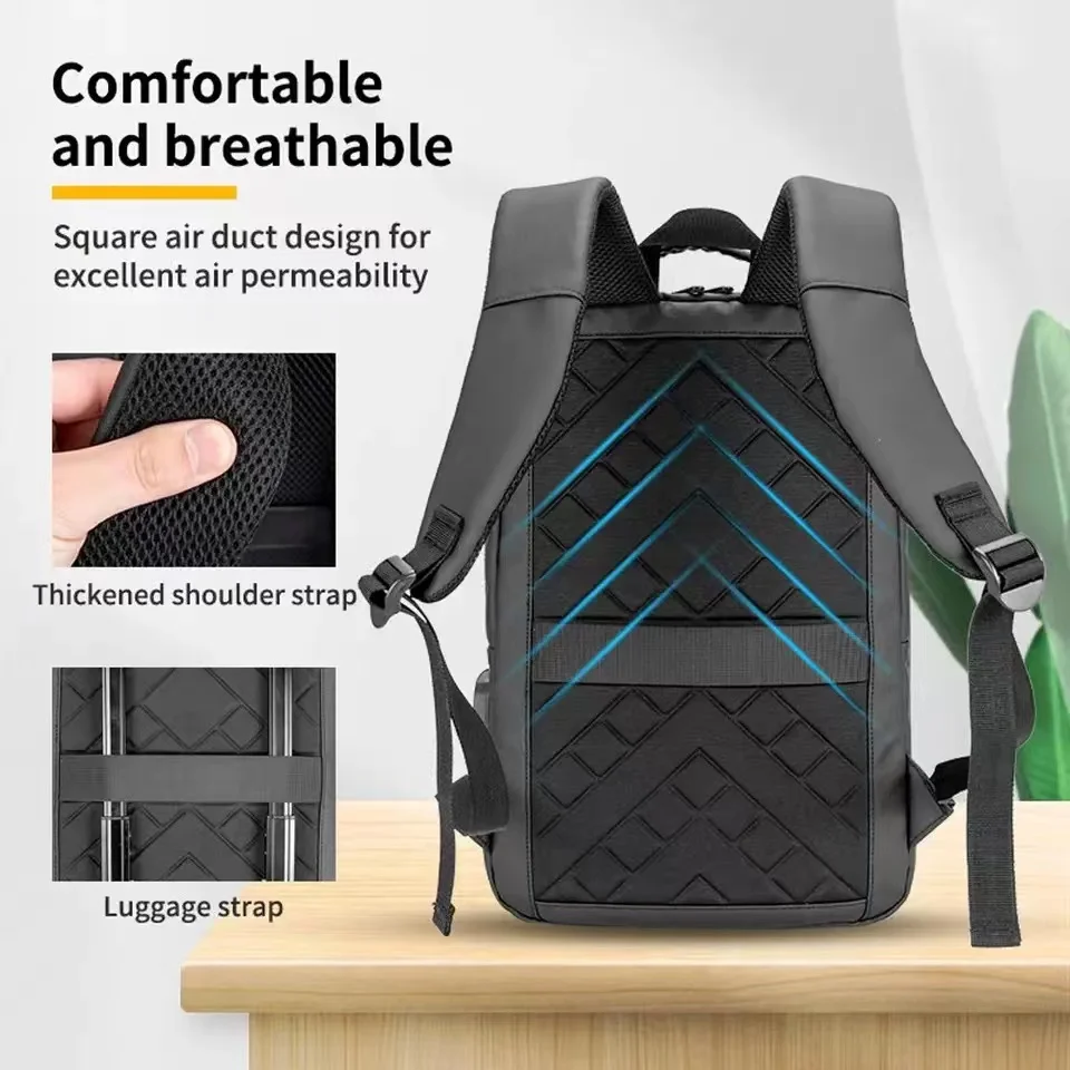 High Quality USB Charging Business Backpack PU Covered School Bags For Travel Notebook Backpacks Waterproof 16.5 Inch Laptop Bag