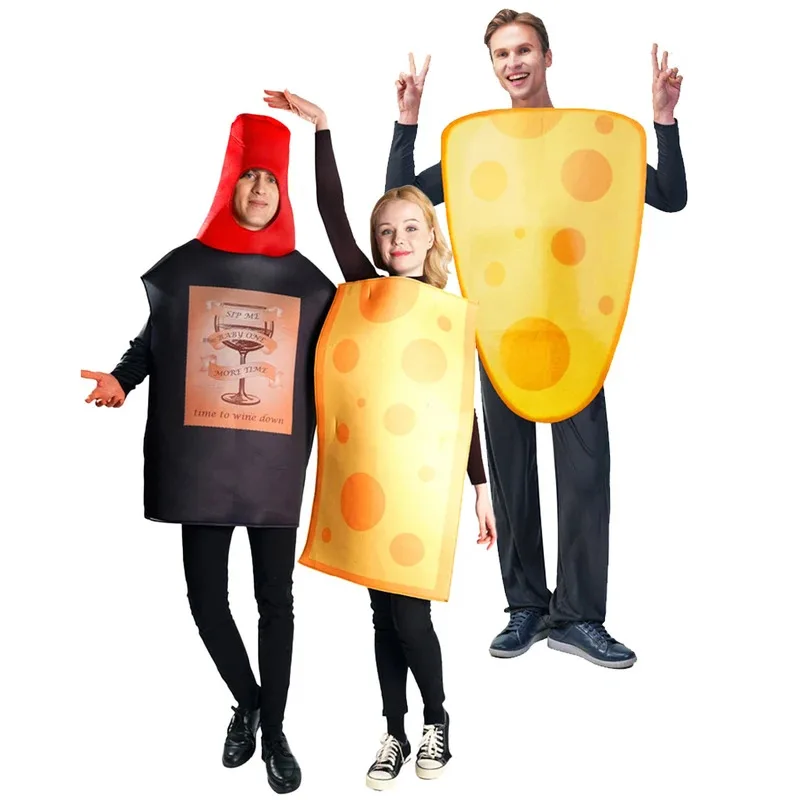 

Cosplay Beer Bottle Costume Cheese Halloween Costumes for Women and Men Couple Clothing Adult Comedy Performance Party Funny