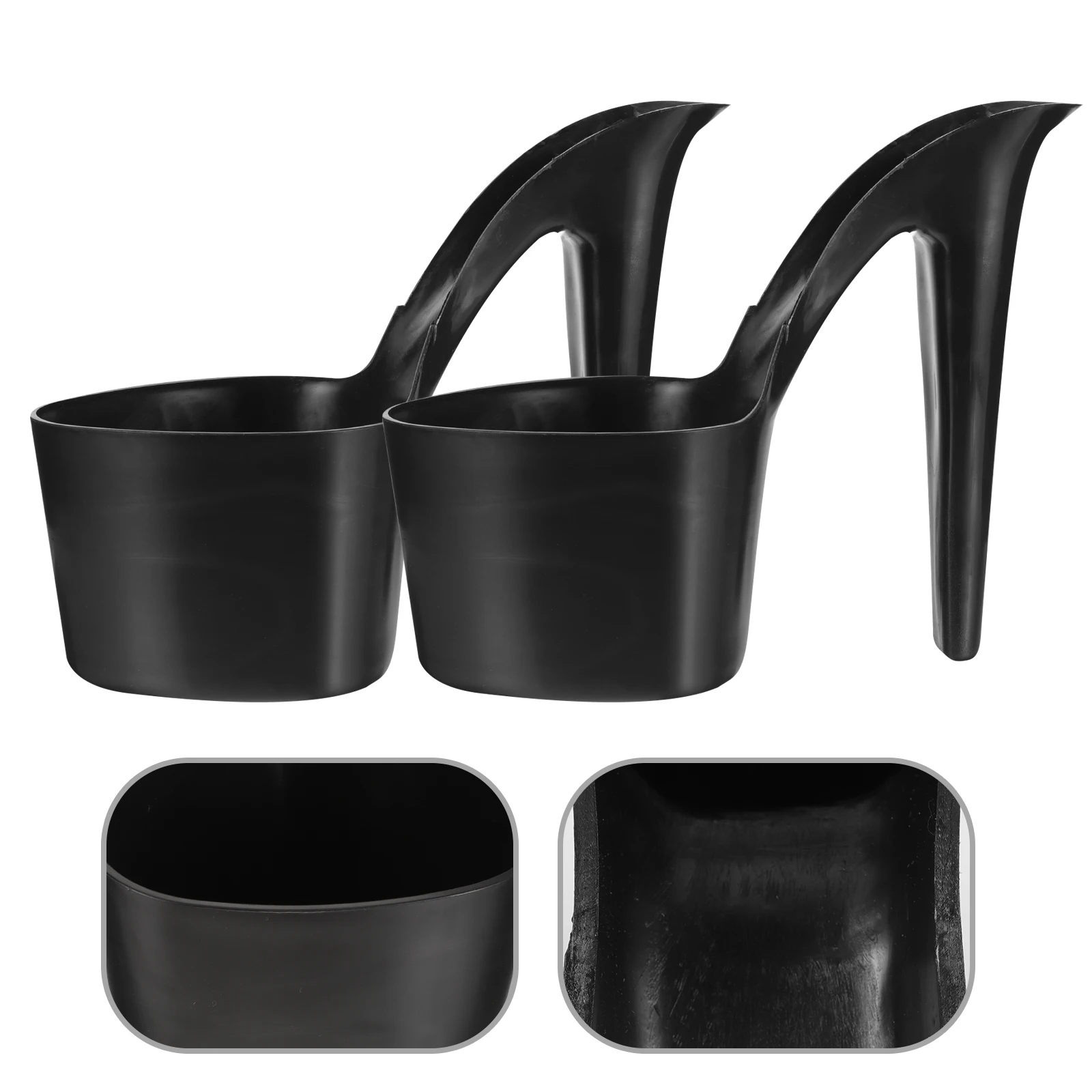 

2Pcs HighHeelFlowerPot Black ModernIndoorPlanters SquareShape SucculentNurseryPots PlasticDesktopPlanter HomeOfficeGardenUse