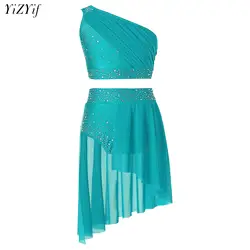 Children Jazz Dance Clothes Cheerleading Stage Performing Costumes Sequins Top With Skirt Kids Girls Ballet Latin Dance Wear Set