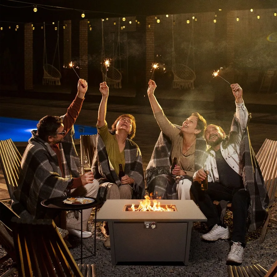 

Стол-очаг для улицы из стали, 25 дюймов (В) x 42 дюйма (Ш), с крышкой, цвета угольной розжиганки, для использования на патио, прочная металлическая конструкция с защитной крышкой