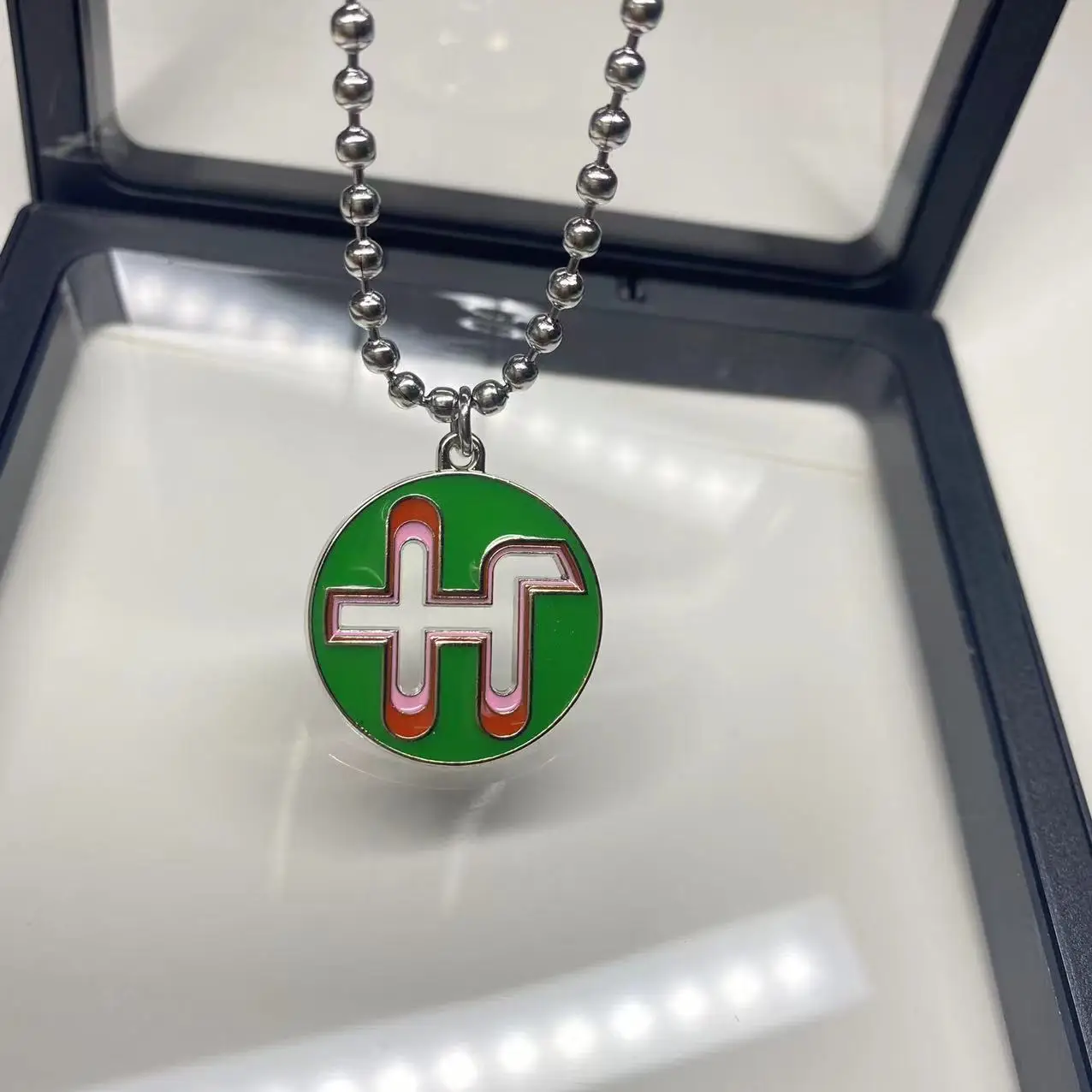 New Creative Colorful Dripping Necklace Hip Hop Style Personality Round Pendant Stainless Steel Necklace Fashion Jewelry Gift