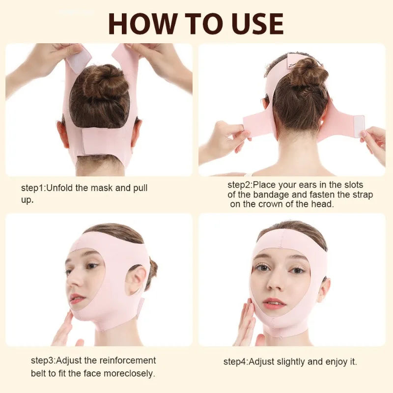 페이스 슬리밍 스트랩 이중 턱 리프트 감소 V 페이스 스티커 페이스 스트랩 벨트 마스크 리프트 타원형 마스크 용 붕대 방지