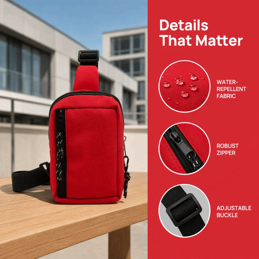 Oxford Cloth Chest Crossbody Bag Water Resistant Fabric Adjustable Strap Shoulder Sling Bag Large Capacity Wear Resistant
