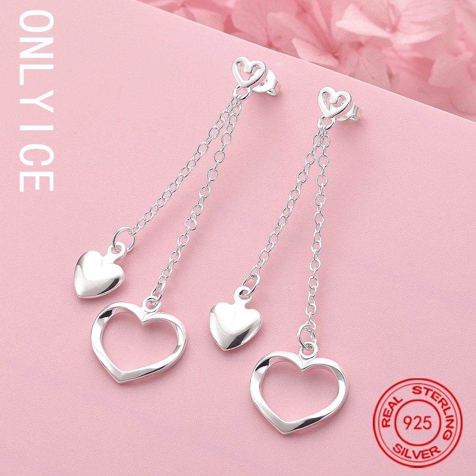 

New 925 Sterling Silver Earrings for Elegant Lady Jewelry Carved Hearts Earrings Mother's Day Gifts