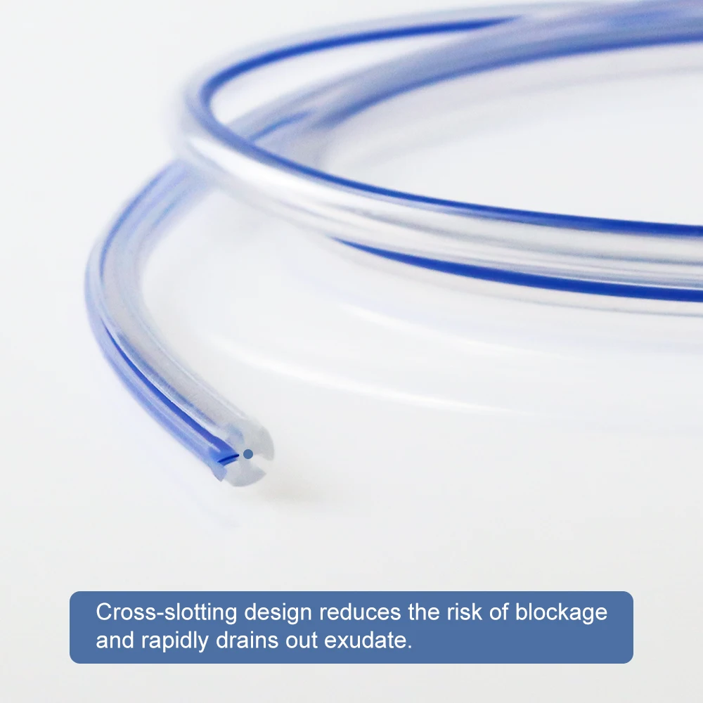 10PCS Round Fluted Drain Medical Grade Silicone 10Fr-24Fr With Trocar Clog Proof Open Slot Drainage Tube Veterinary Equipment