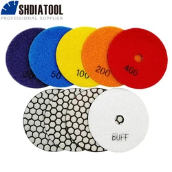 SHDIATOOL 6pcs/pk Diamond Dry Polishing Pad Granite Marble Flexible Resin Sanding Disc Dia 4