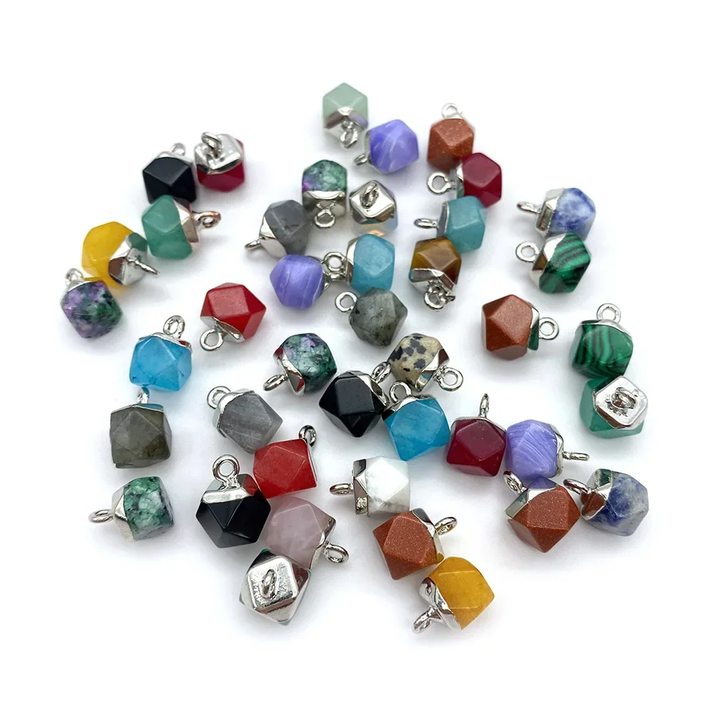 5pcs Natural Stone Small Pendant Black Onyx Fine Opal Faceted Pendant Charm Jewelry for DIY Making Jewelry Necklace Earrings