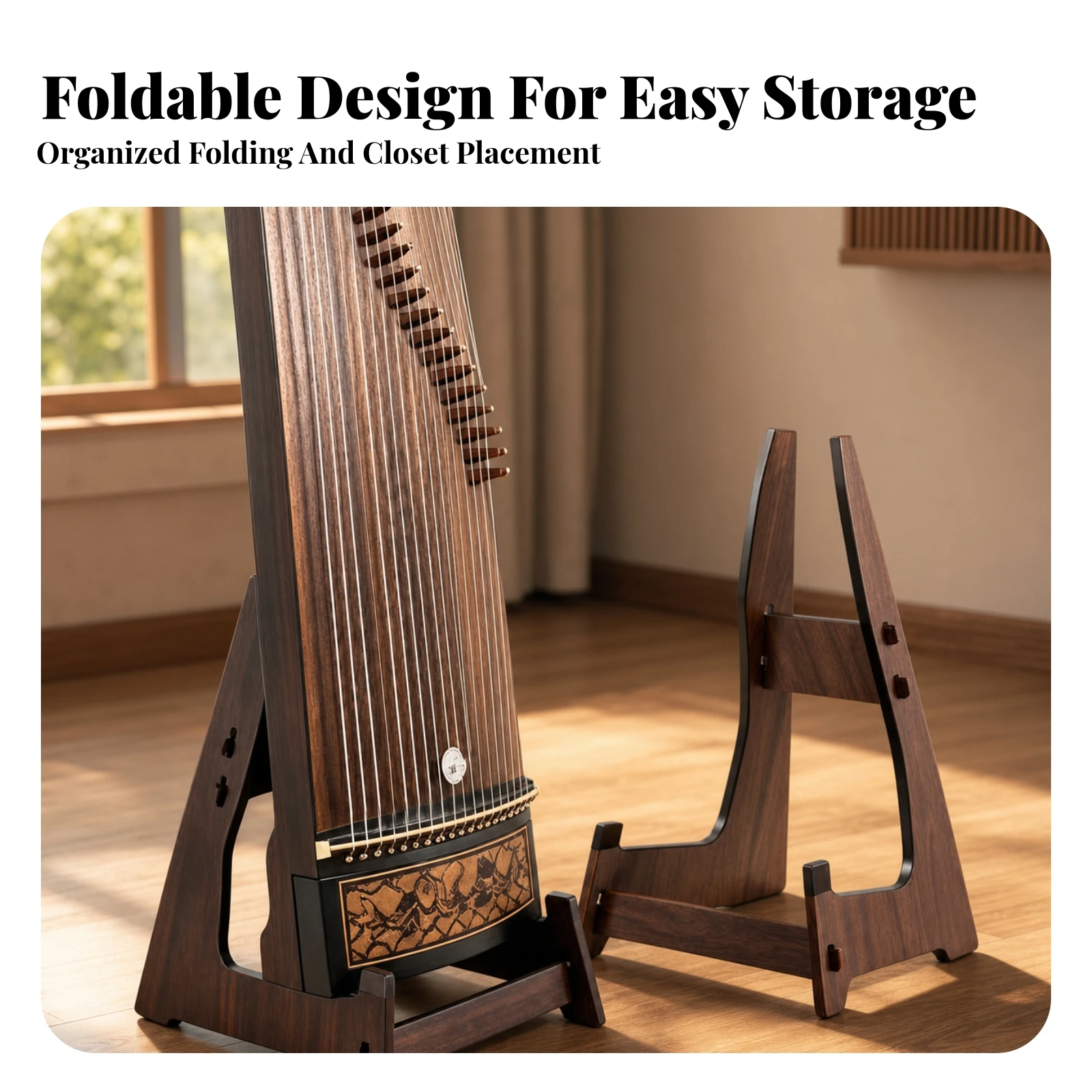 Upright Guzheng Stand Space-Saving Guzheng Stand Stable for Musicians, Home Practice Rooms, Music Studios