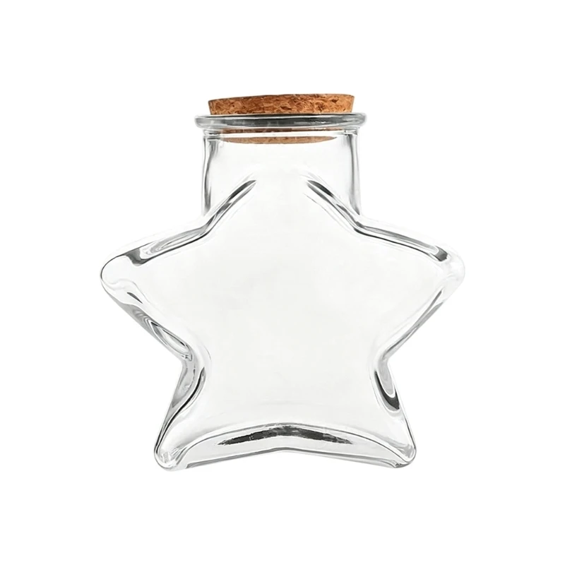 92MF Small Five-Point Glass Bottle with Cap, Clear Jar for Sand Paper Bits and Tiny Items in Shelf Sections or Display