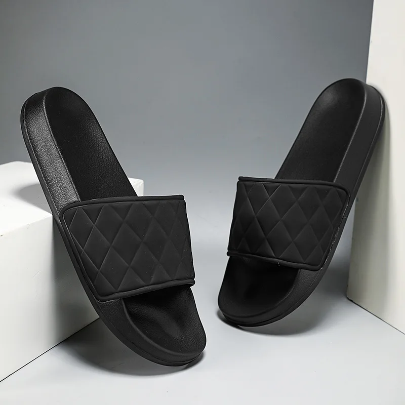 Chinelos antiderrapantes confortáveis masculinos, chinelos de uma linha leve em EVA, sapatos confortáveis em casa, tamanho grande, casual, elegante