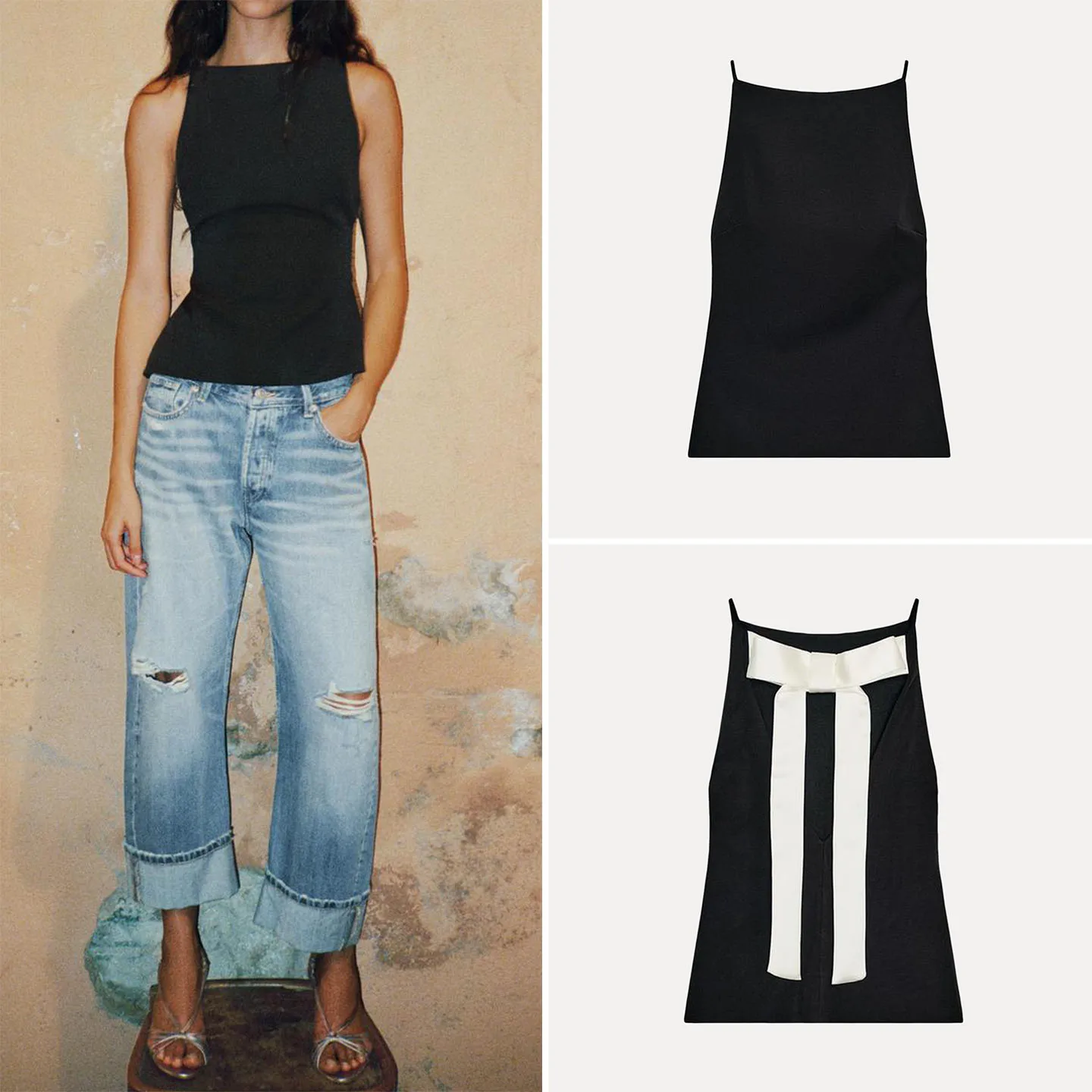 

Faionable Women's Top with Knot Ba 2025 Autumn New Sle Ele Personali European Sle Z Ladies Vest